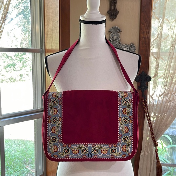 Lulu Guinness Handbags - Lulu Guinness Bag Red with Medieval Floral Border Vintage Handbag